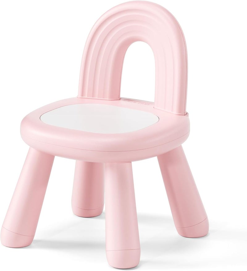 KidBloom Toddler Chair, Sturdy Anti-Tip Kids Chair, Lightweight Small Plastic Child Chair for Toddlers 1-3, Rainbow Backrest Ergonomic Design, Pink - Image 1